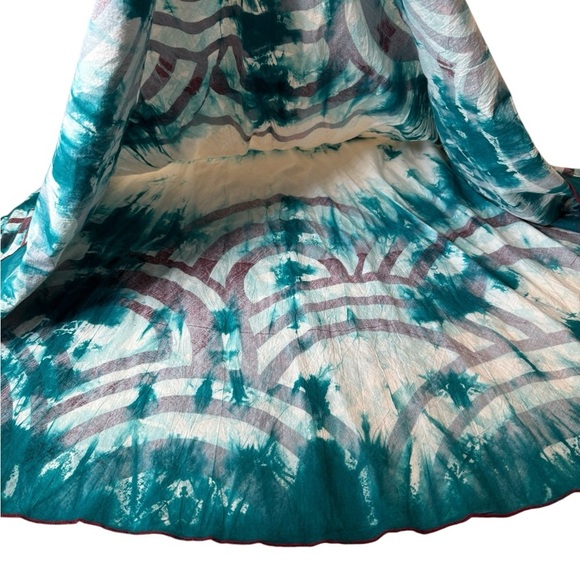 Green Habit Boho Full A Line Cotton Green Oatmeal Art to Wear Midi Skirt US 6 - Picture 14 of 15